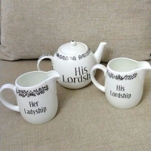 Hudson Middleton fine bone china. Teapot, and His and Her Lordship creamers